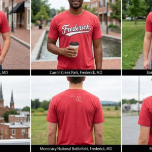 Frederick Swoosh Tee – Front Script with Maryland Map Back Design